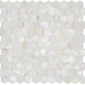 Mozaiék  Pearl Shell white hexagon schelp  23mm op matje 300x300x2mm
