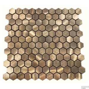 Mozaiëk Aluminium Reflections  hexagon gold 23mm op matje 300x300x8mm prijs per stuk